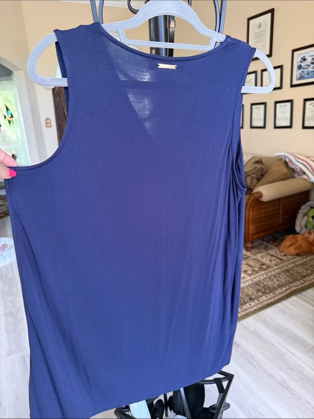 Michael Kors Royal Blue Layered V-Neck Chiffon Tank